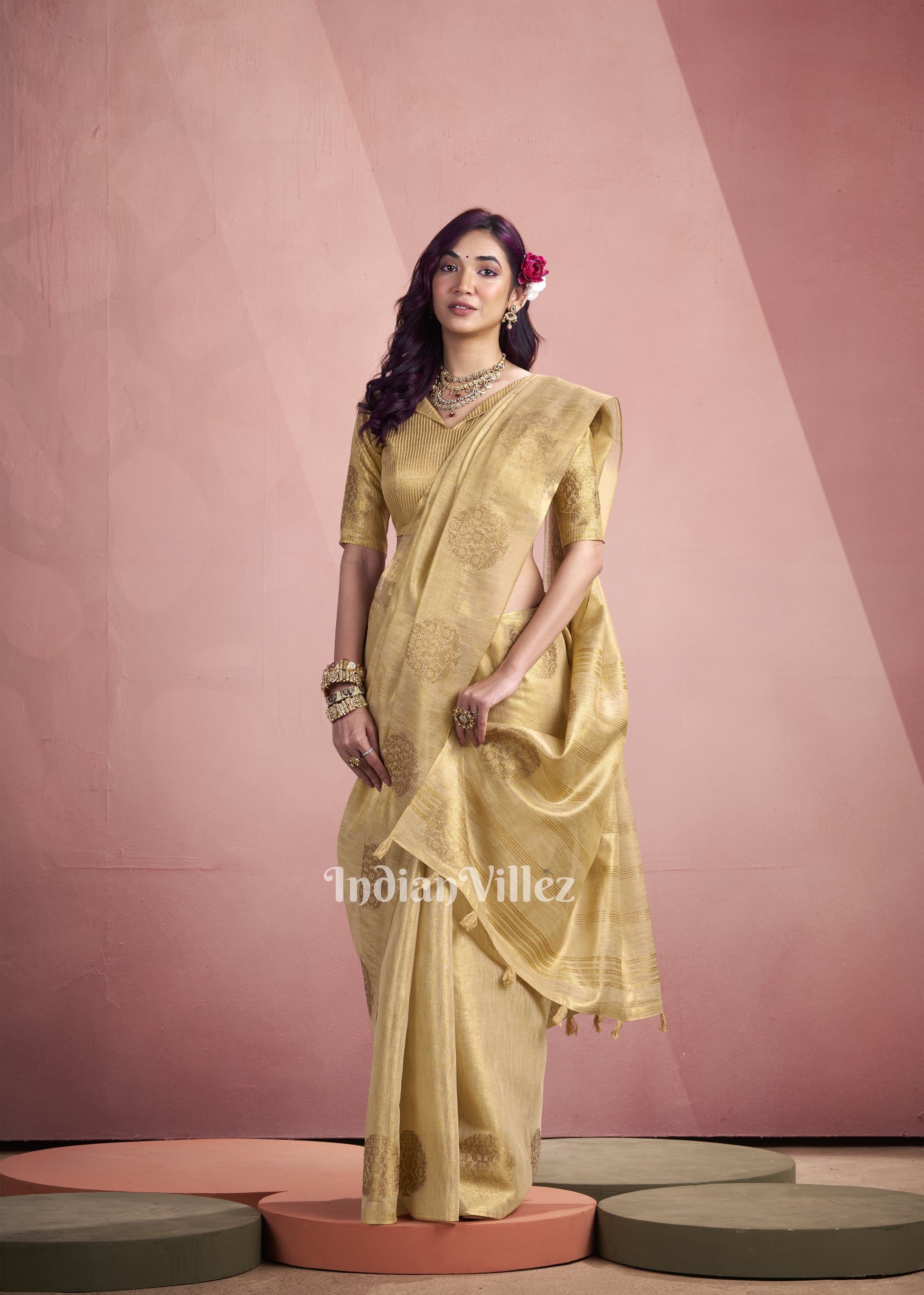 Golden Tissue Silk Zari Woven Saree