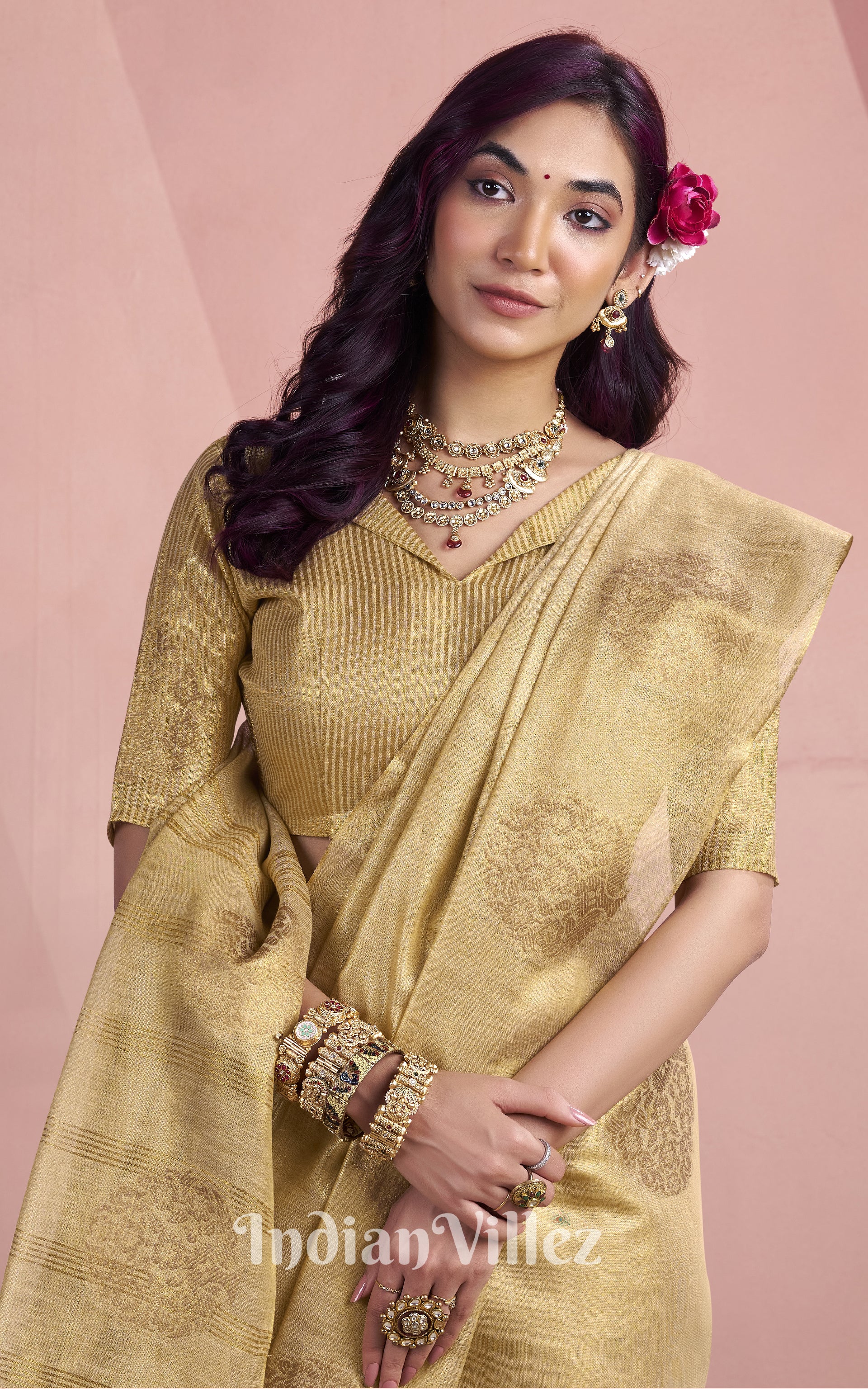 Golden Tissue Silk Zari Woven Saree