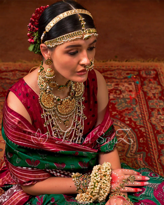 Red Green Designer Sambalpuri Ikat Saree