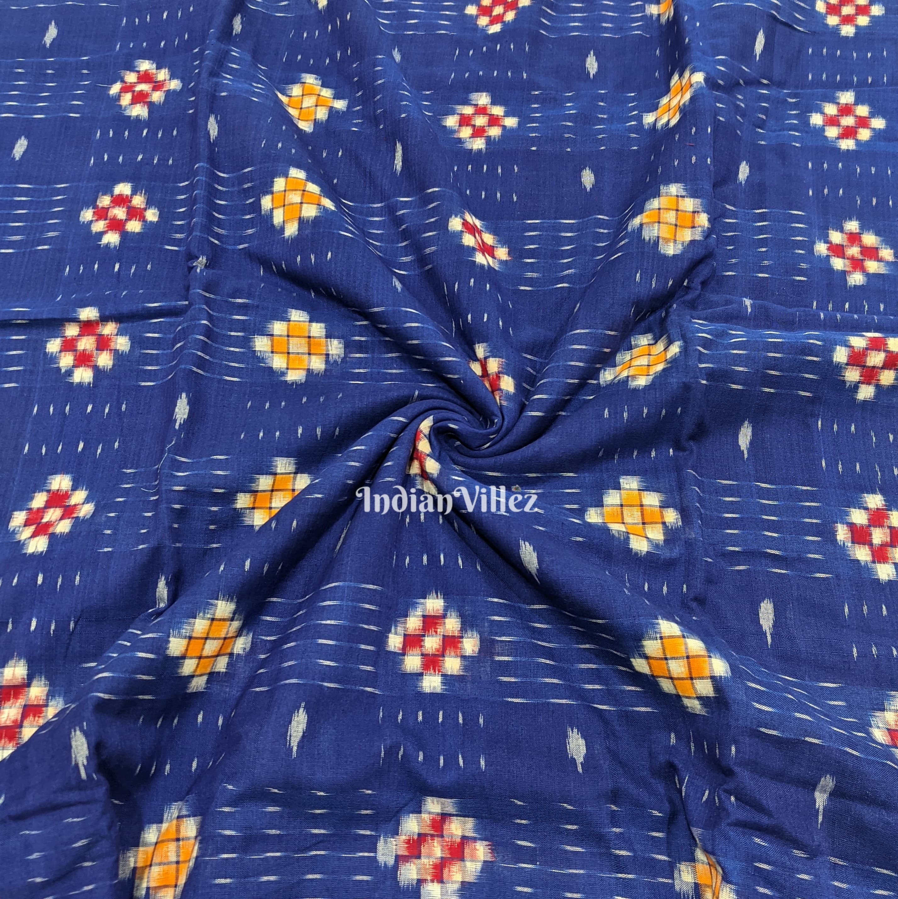 Blue Pasapali Sambalpuri Ikat Cotton Fabric