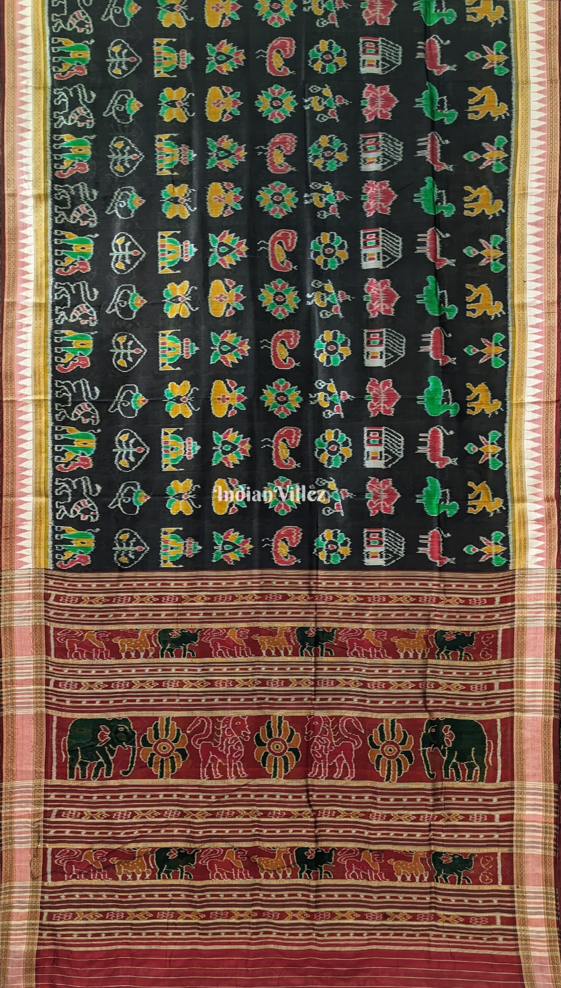 Black Nabakothi Nabarangi Khandua Silk Saree
