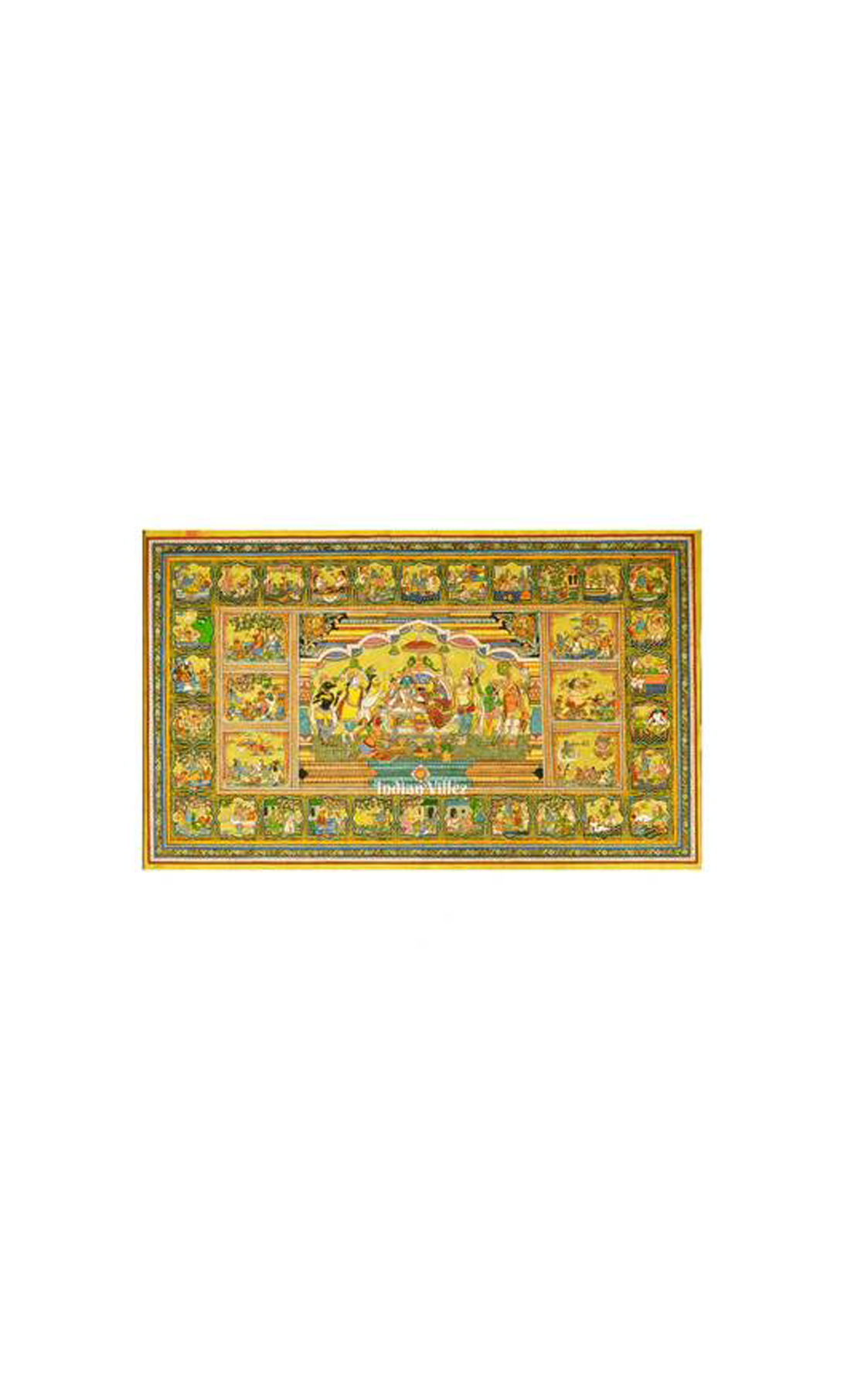 Krishna Leela With Kandarpa Rath & Kandarpa Hasti Pattachitra Painting For Home Wall Art Decor