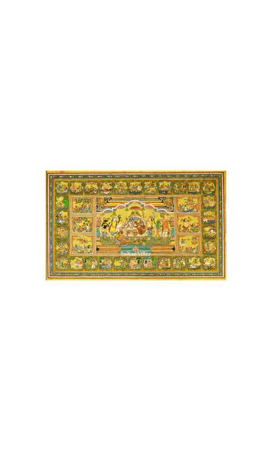 Krishna Leela With Kandarpa Rath & Kandarpa Hasti Pattachitra Painting For Home Wall Art Decor