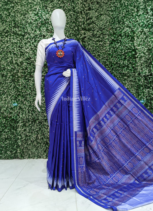 Royal Blue Bomkai Sambalpuri Silk Saree