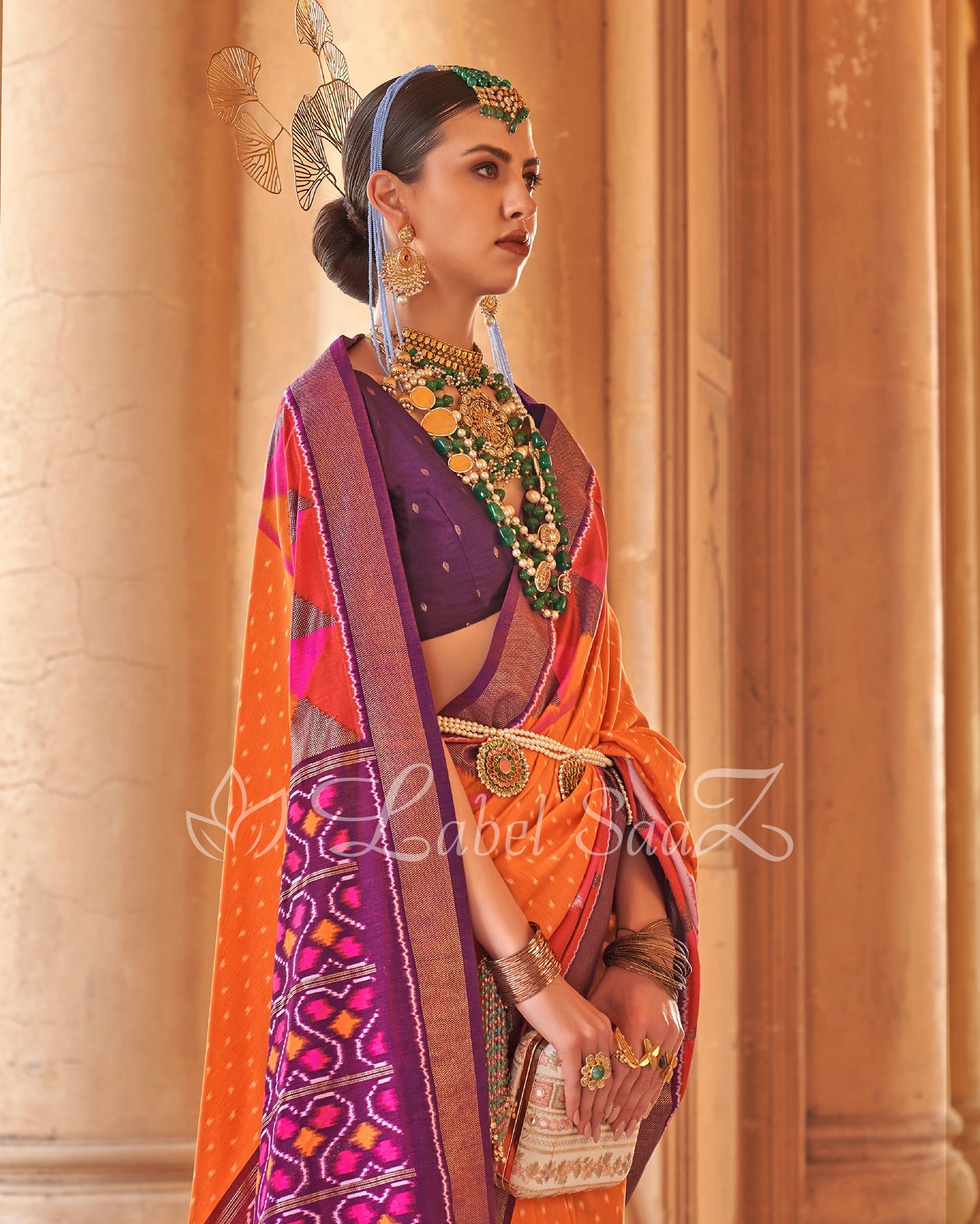 Rose Leheriya Pochompolly Ikat Saree