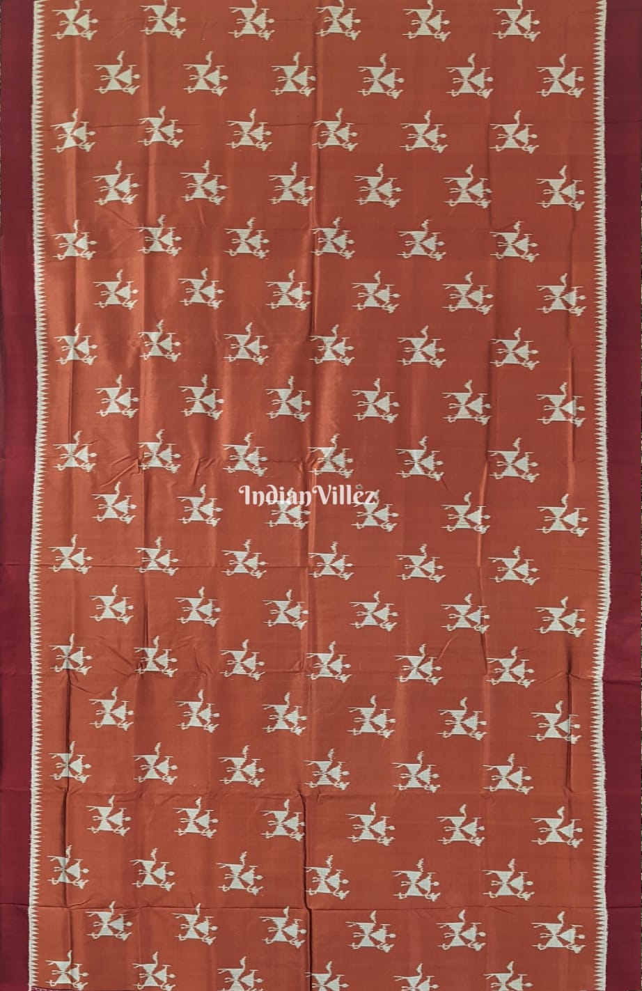 Maroon Odisha Ikat Tribal Contemporary Silk Saree