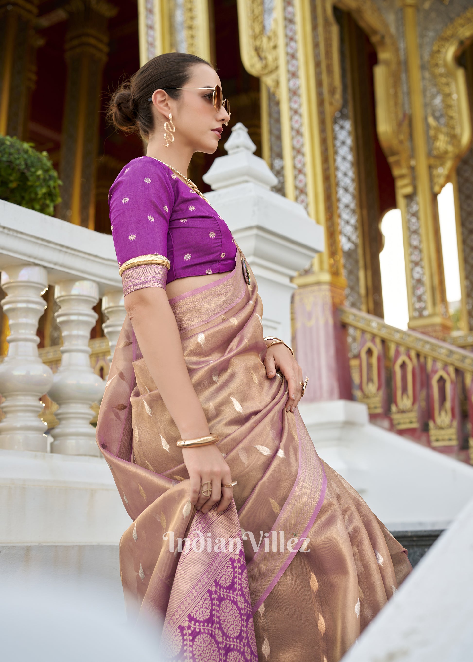 Purple Zari Tissue Silk Saree
