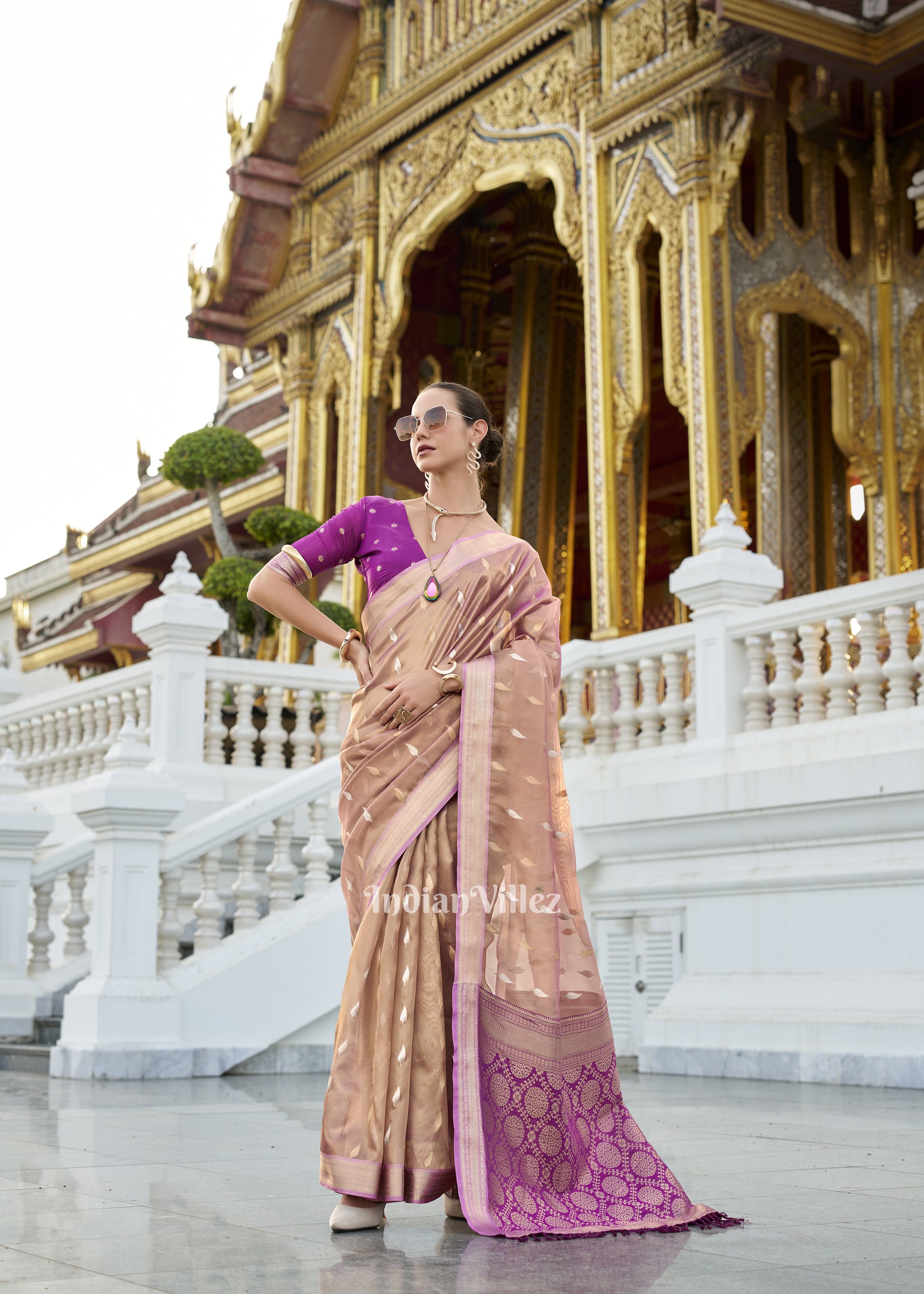 Purple Zari Tissue Silk Saree