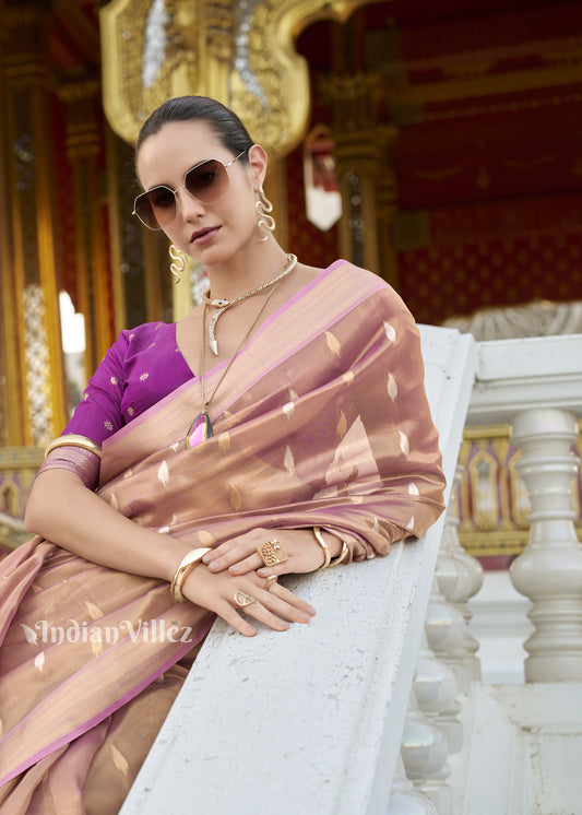 Purple Zari Tissue Silk Saree
