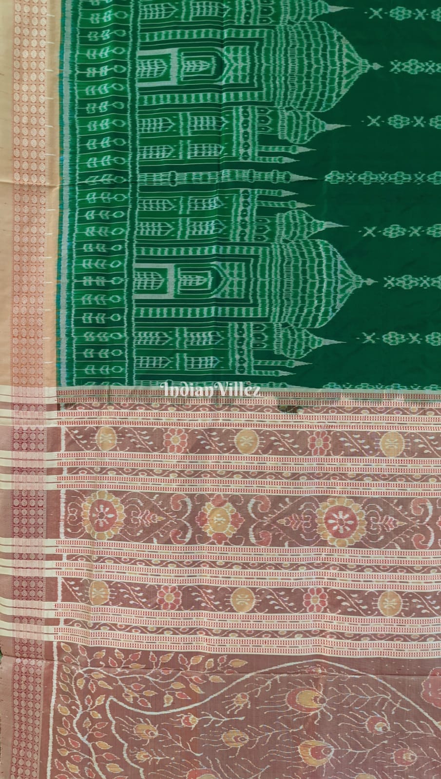 Green Odisha Ikat Pure Sambalpuri Silk Saree
