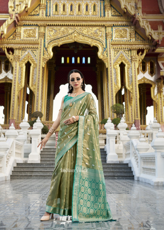 Green Zari Tissue Silk Saree