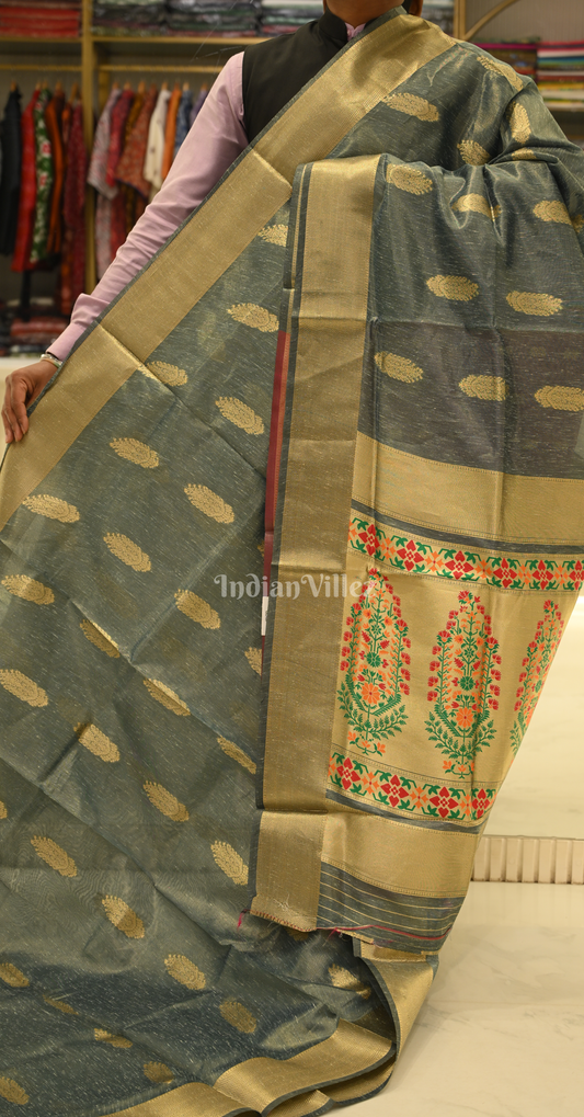 Light Blue Paithani Zari Tissue Silk Saree