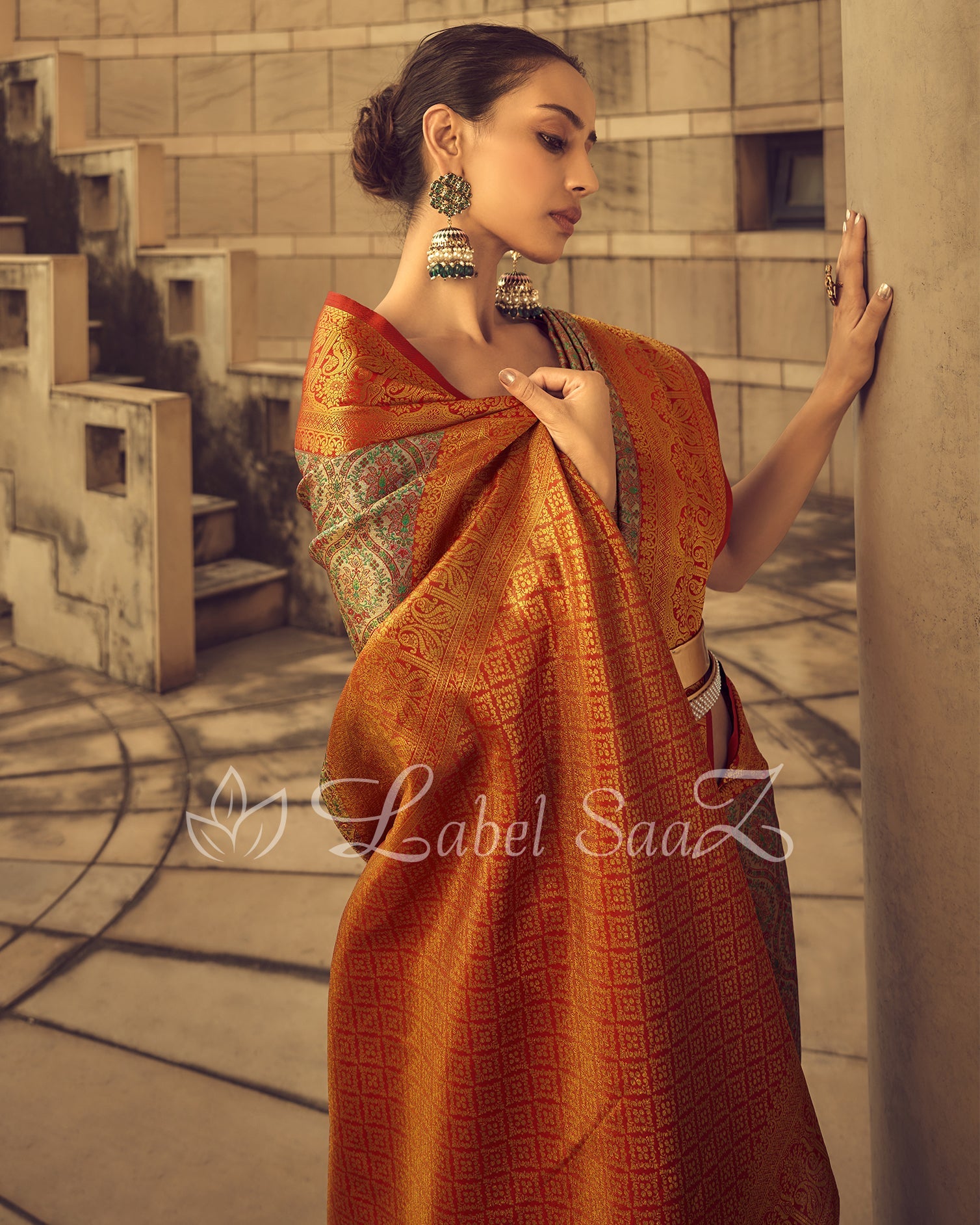 Maroon & Green Multicolor Kanjivaram Rich Zari Weaving Silk Saree