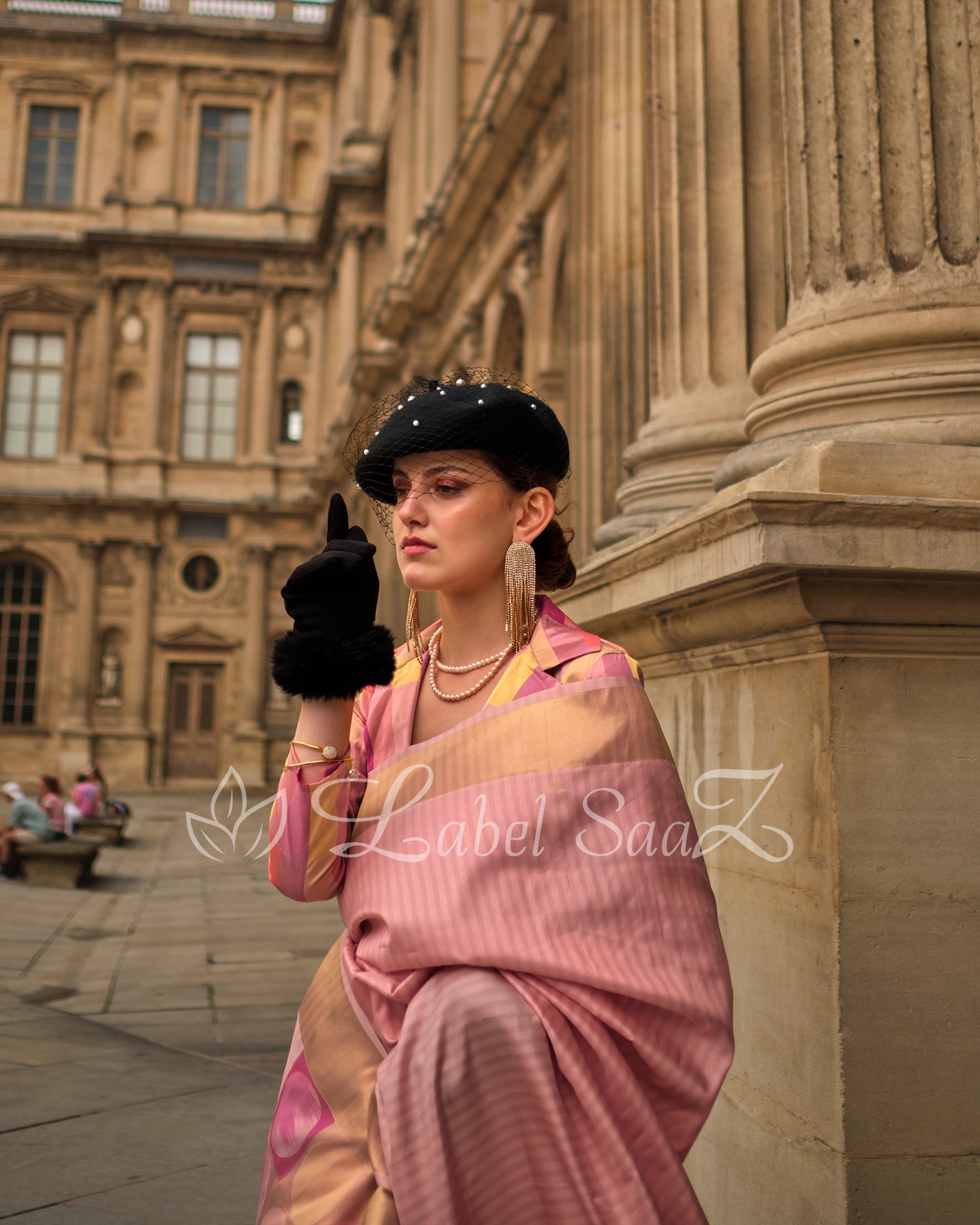 Peach Multicoloured Soft Handloom Silk Weaving Saree