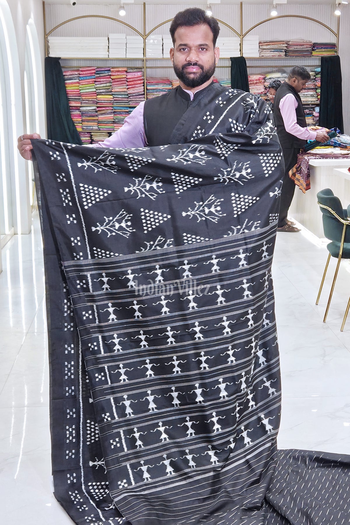 Black Tribal Designer Contemporary Silk Saree