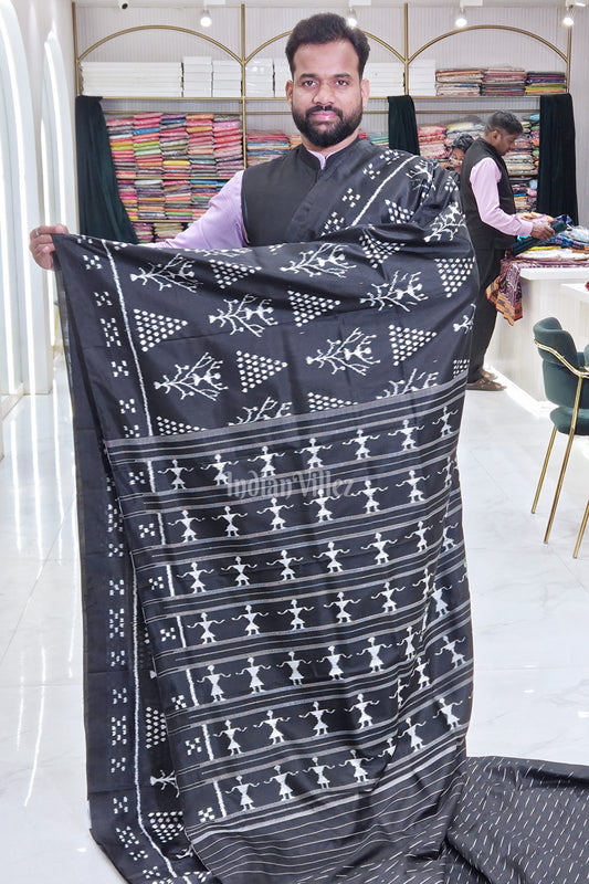 Black Tribal Designer Contemporary Silk Saree