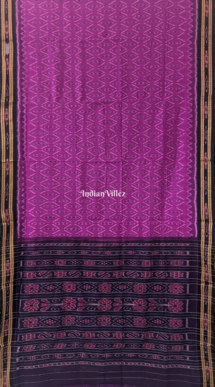 Purple Black Mayur Chandrika Maniabandha Cotton Saree