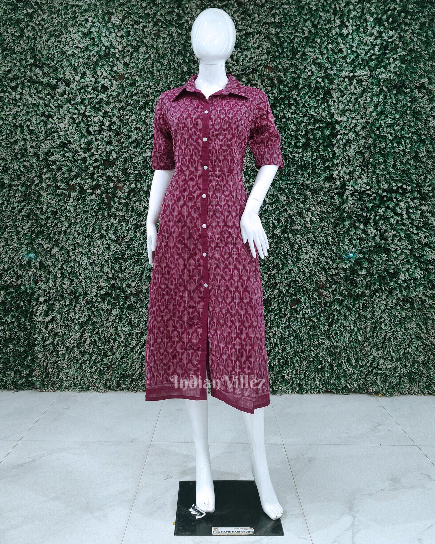 Magenta Pink Odisha Ikat Designer Office Wear Dress