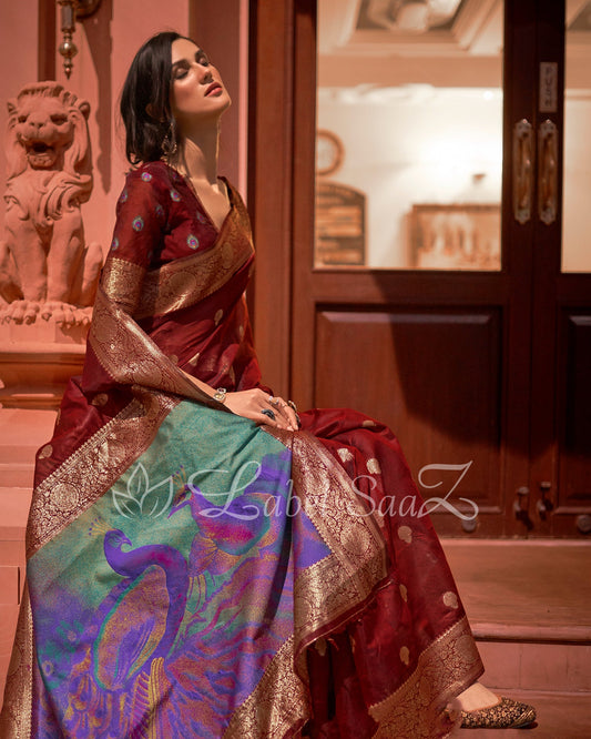 Maroon Modal Silk Saree 
