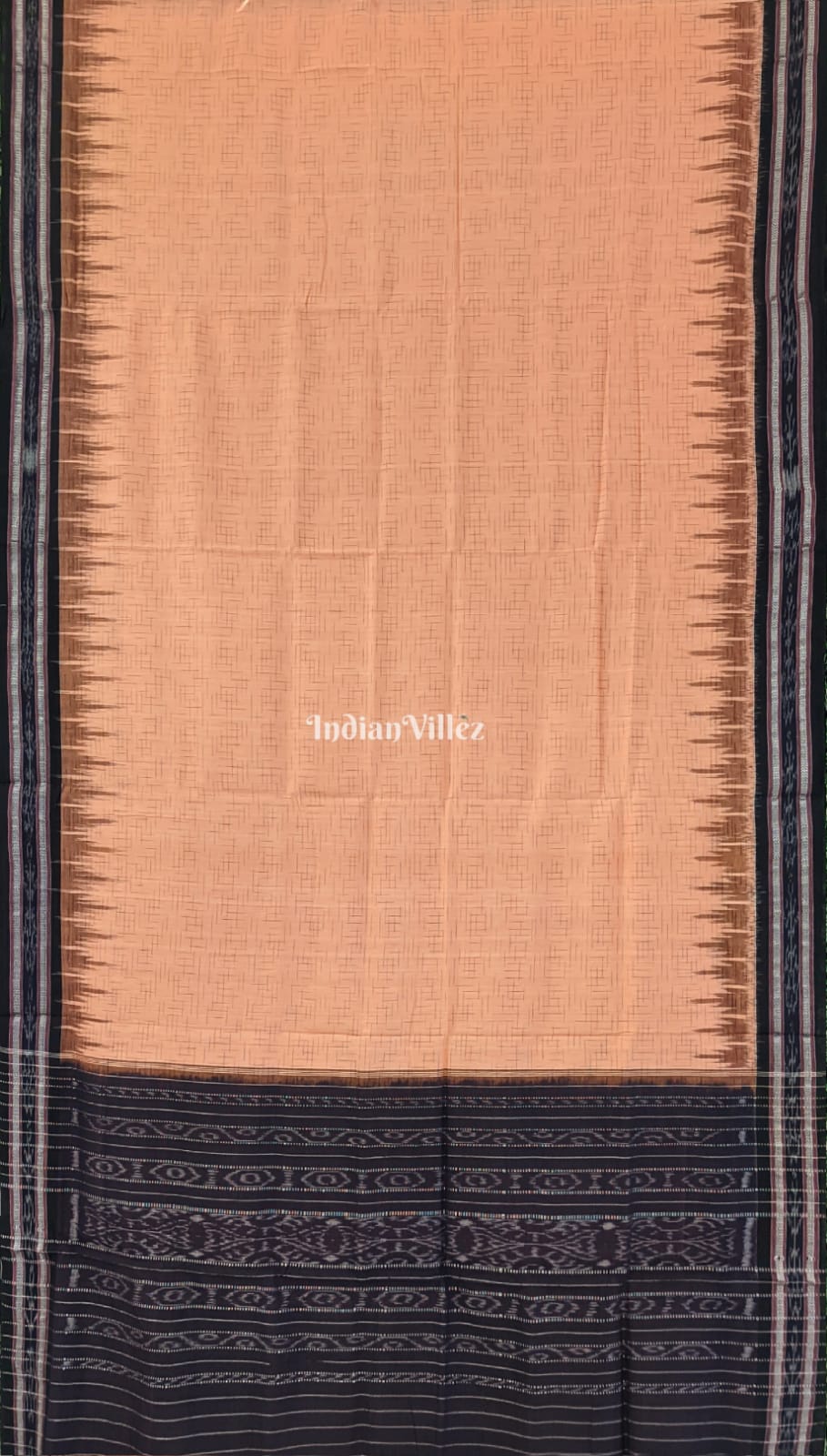 Peach Colour Odisha Ikat Maniabandha Cotton Saree