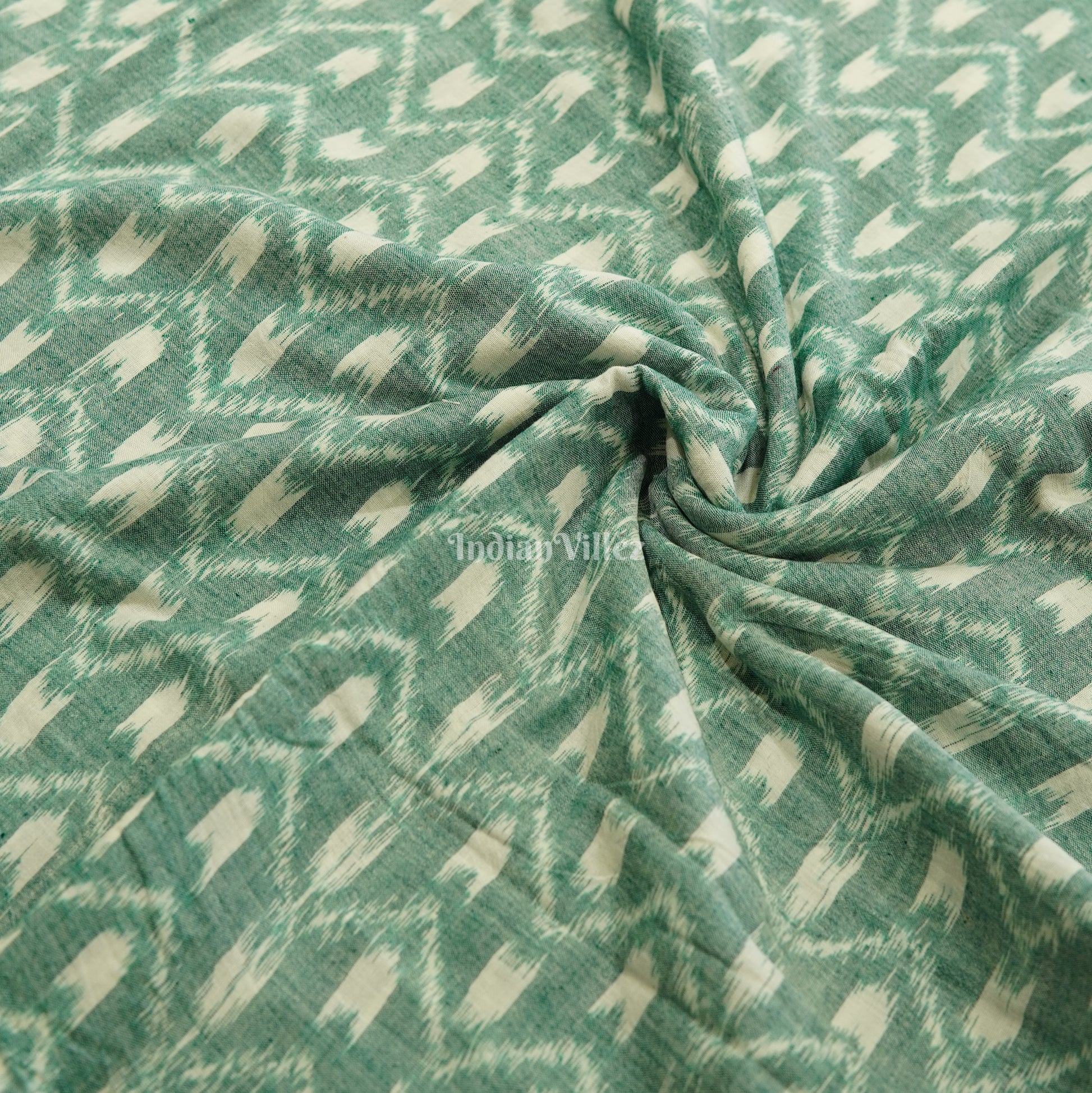 Exclusive Light Green Sambalpuri Ikat Cotton Fabric