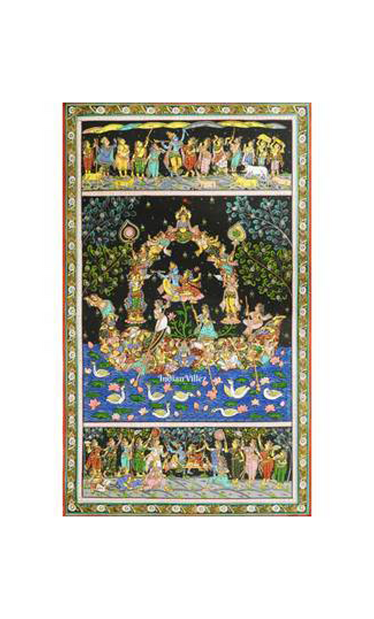 Nabakeli & Krishna Leela Pattachitra Painting For Home Wall Art Decor