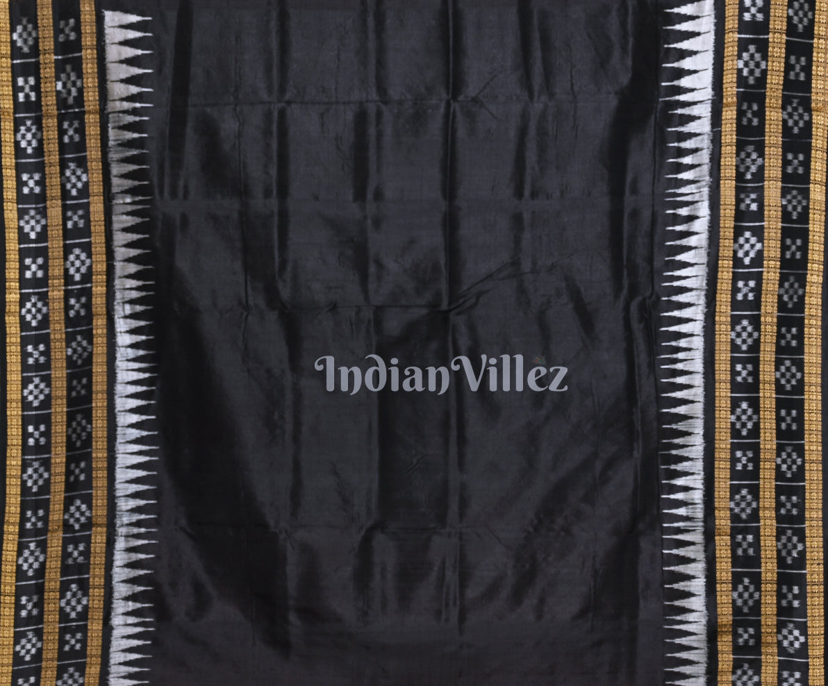 Black Red Buti Design Odisha Ikat Khandua Silk Saree with Double Pasapali Border