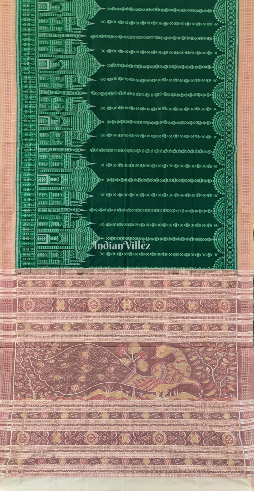 Green Odisha Ikat Pure Sambalpuri Silk Saree