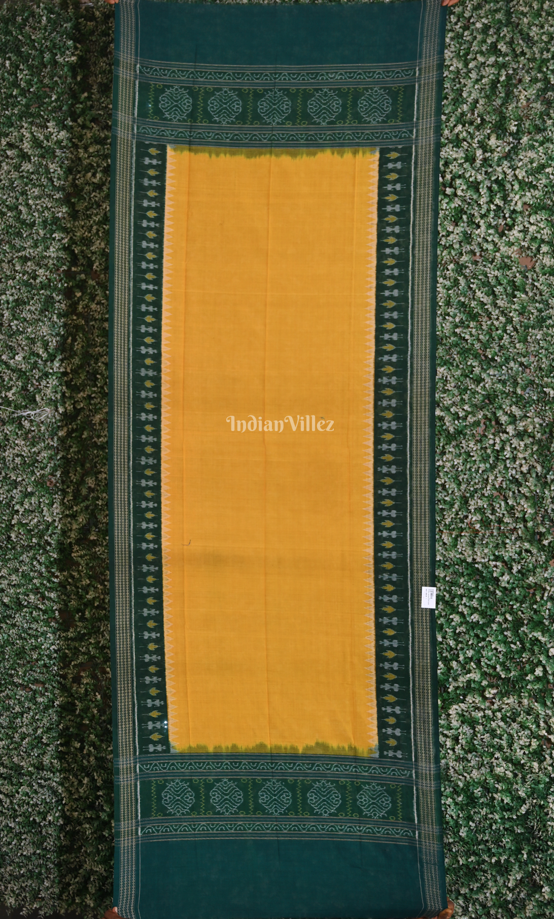 Green Yellow Tribal Theme Sambalpuri Ikat Cotton Dupatta 
