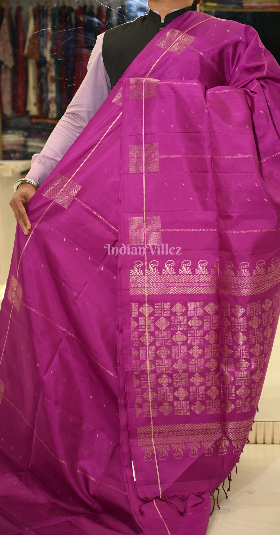 Pink Golden Zari Pure Kanjivaram Soft Silk Saree