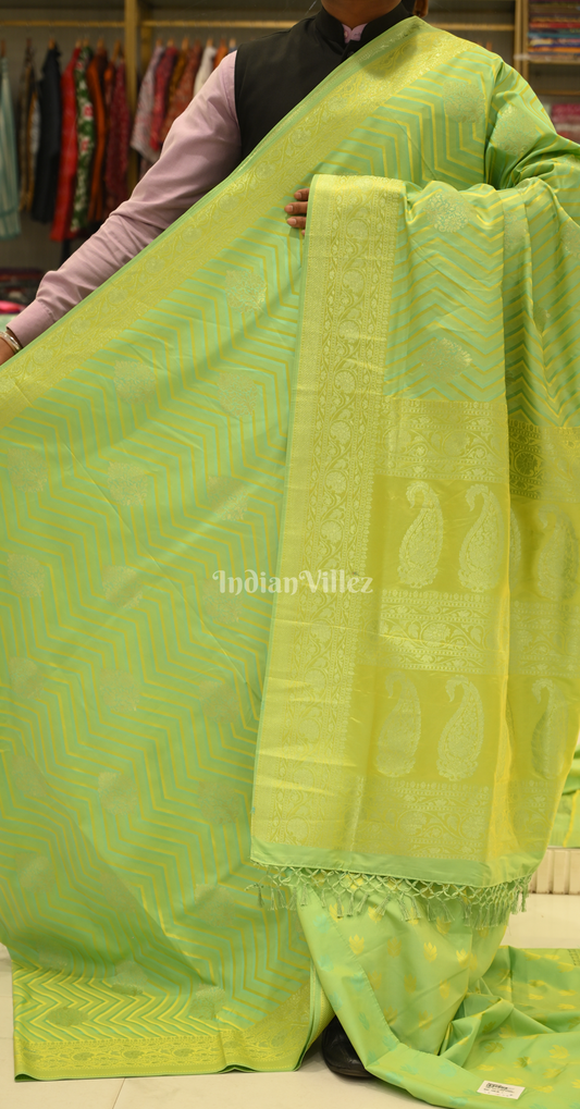 Green Two Tone Leheriya Banarasi Satin Silk Saree