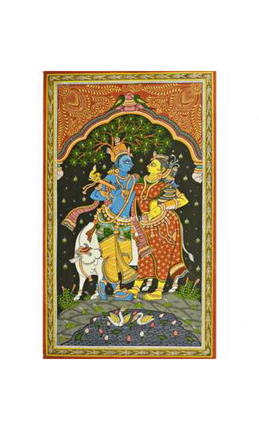 Radha Krishna Pattachitra Painting For Home Wall Art Decor