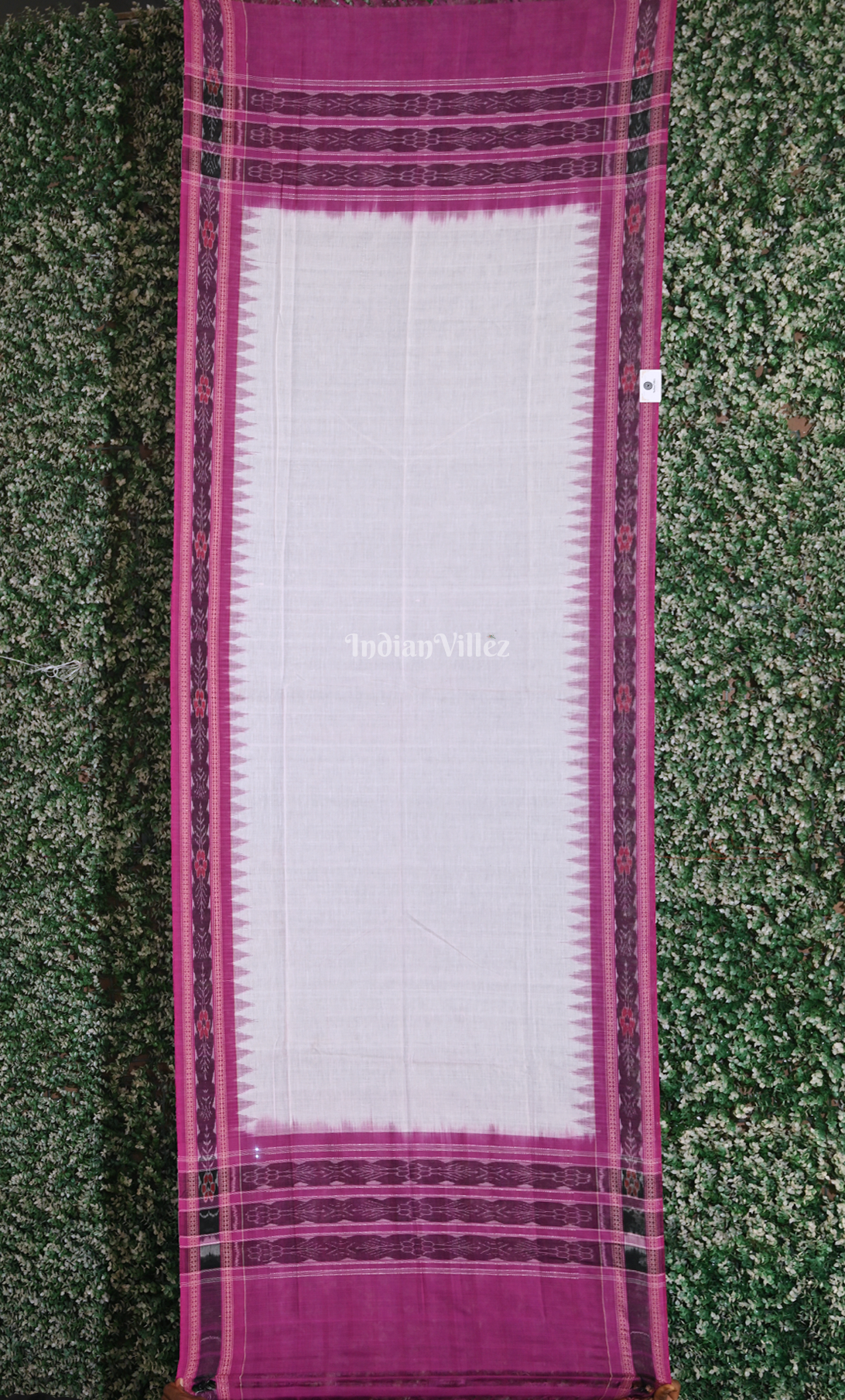 Pink White Odisha Ikat Sambalpuri Ikat Cotton Dupatta