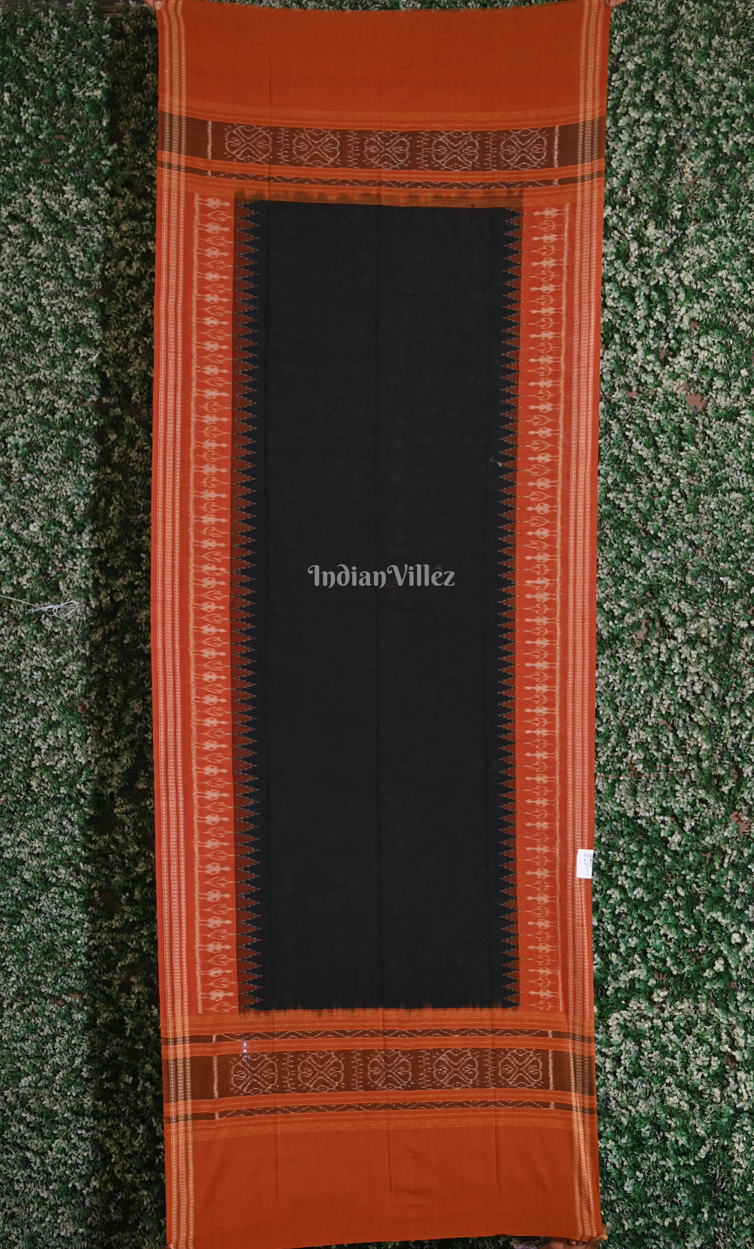 Black Brick Red Tribal Theme Sambalpuri Ikat Cotton Dupatta 