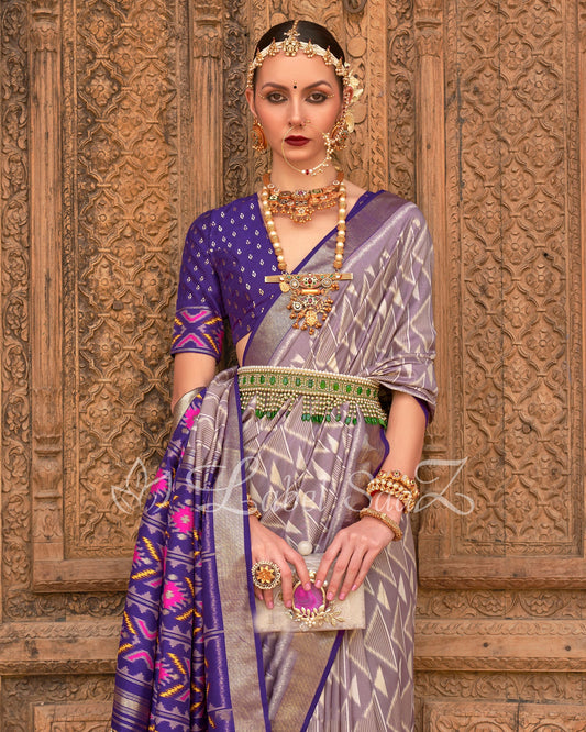 Mauve Purple Patola Inspired Pochampally South Silk Saree