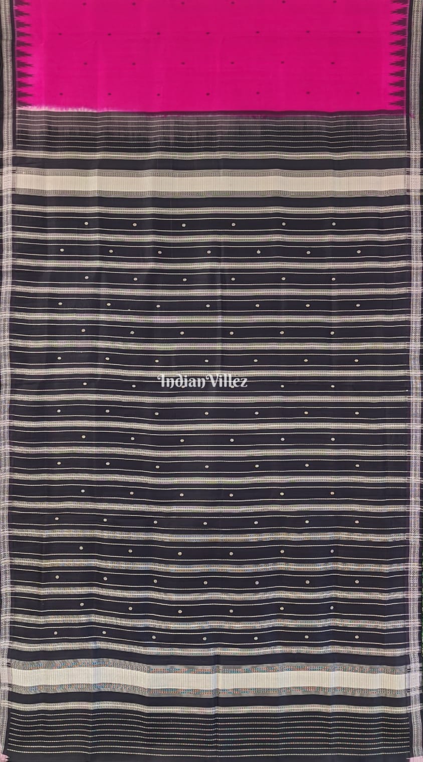 Rani Pink Traditional Double Pallu Berhampuri Silk Saree