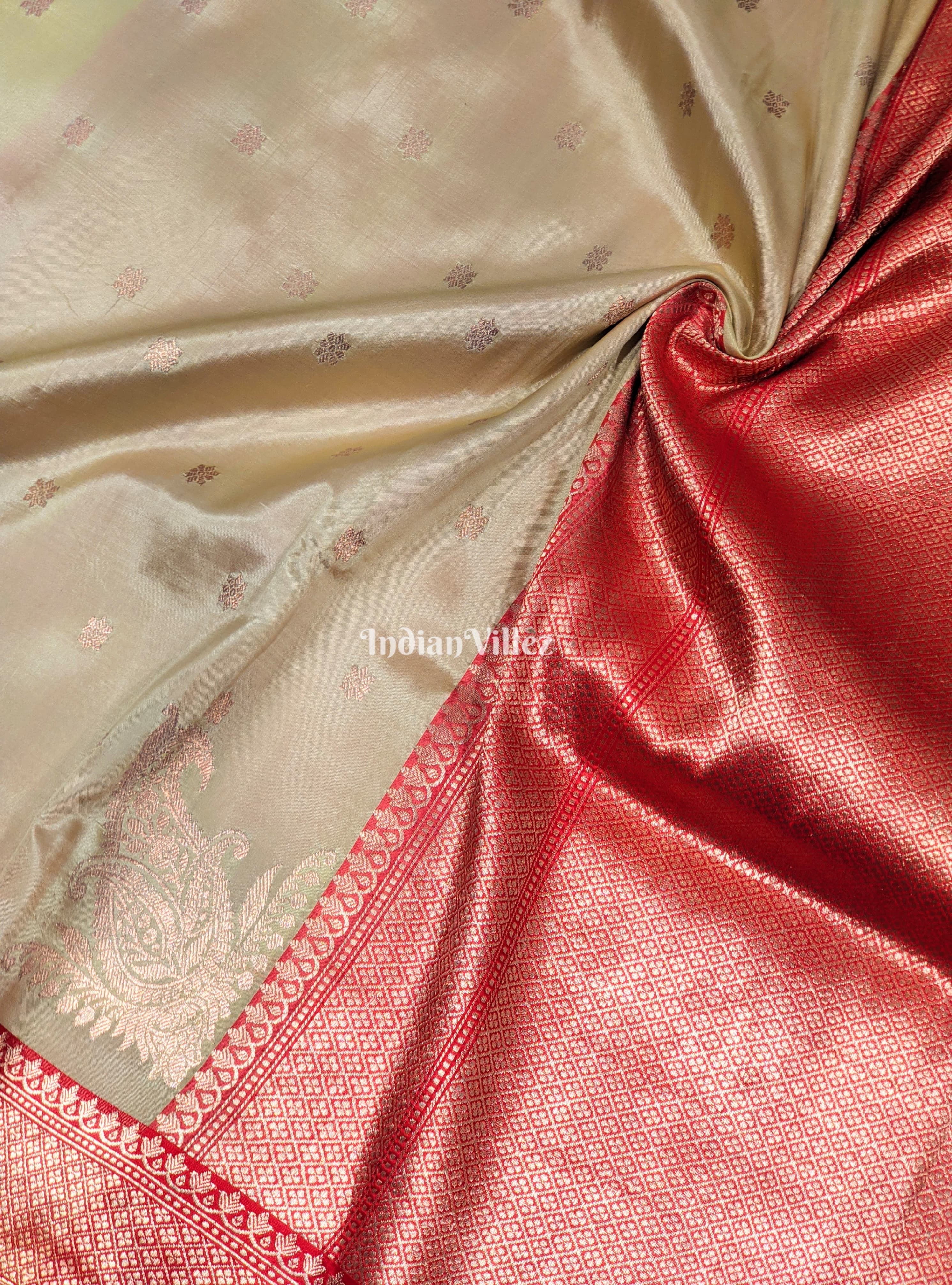 Handwoven Sandalwood Color Banarasi Katan Silk Saree
