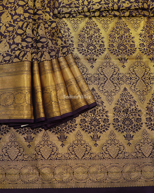 Exclusive Purple Golden Pure Kanjivaram Silk Saree