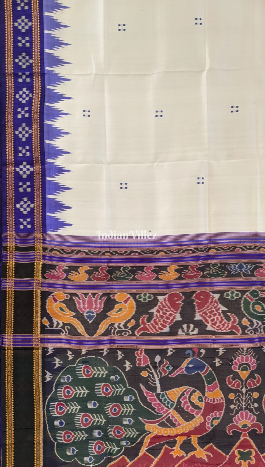 Milk White Butta Design Khandua Silk Saree