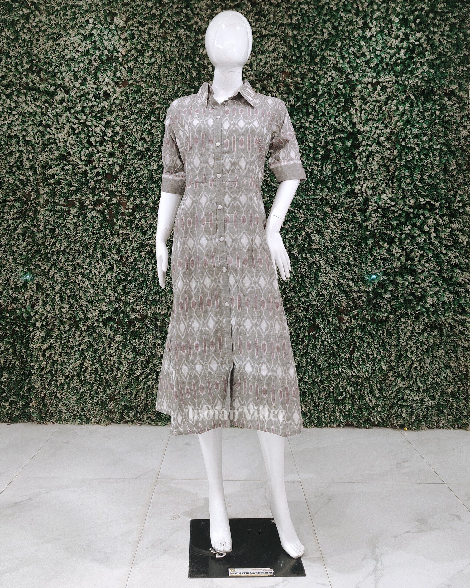 Grey Odisha Ikat Designer Office Wear Dress 