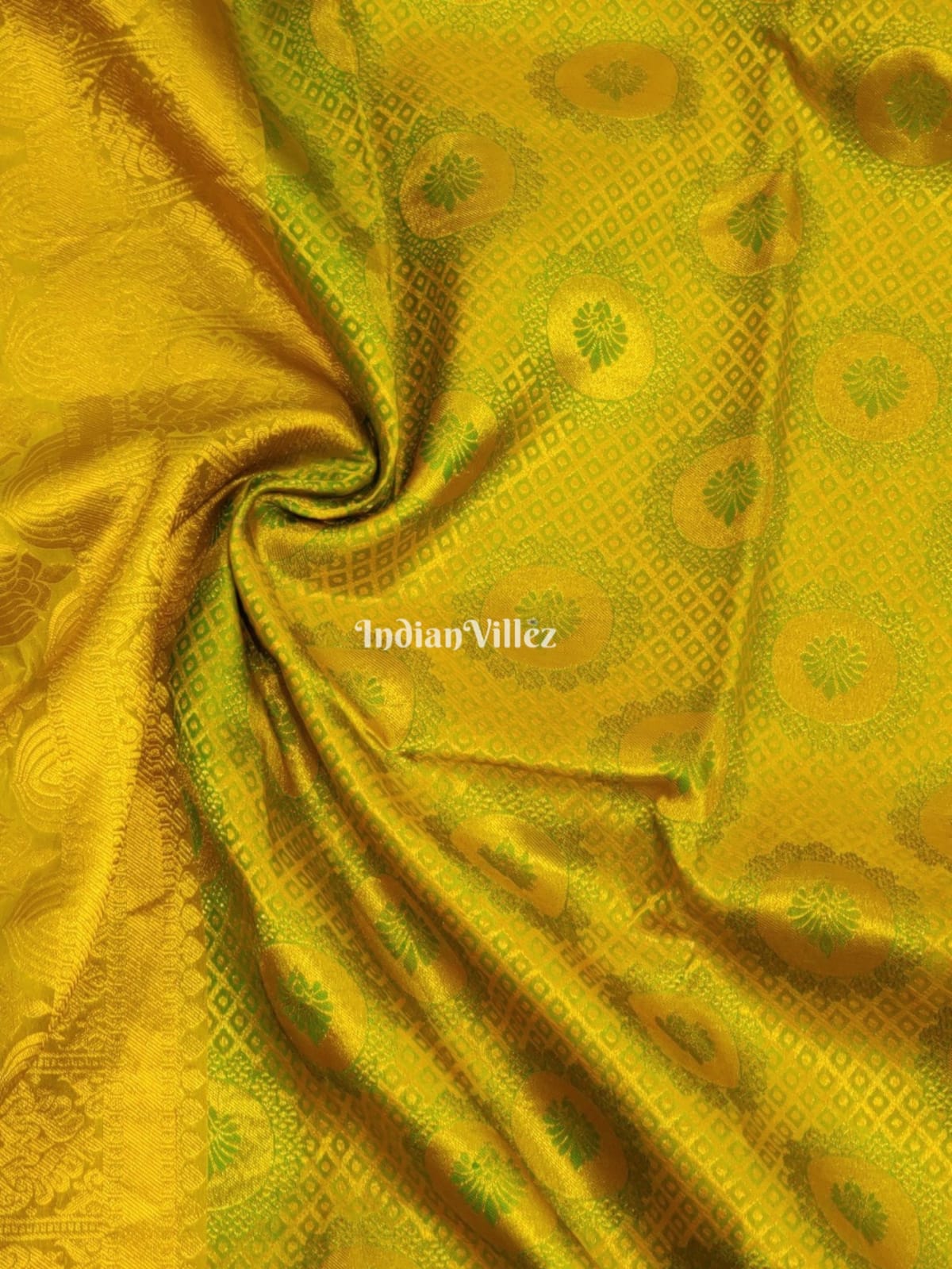 Lemon Green Pure Kanjivaram Silk Saree