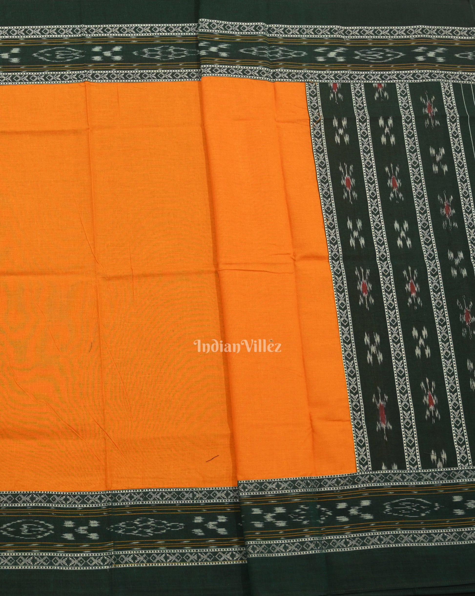 Green Yellow Pasapali Sambalpuri Cotton Dress set with Dupatta 