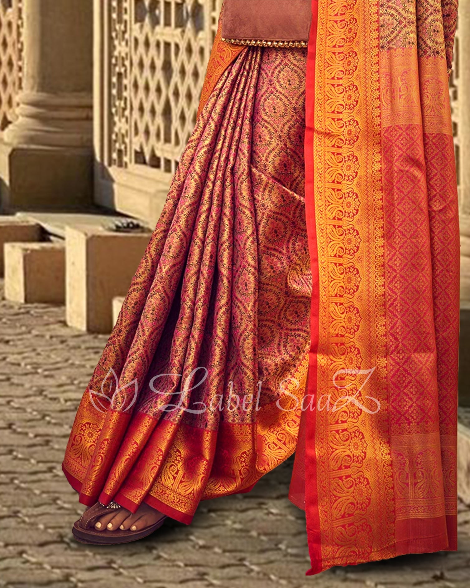 Pine Purple Multicolor Banarasi Handloom Rich Zari Weaving Silk Saree