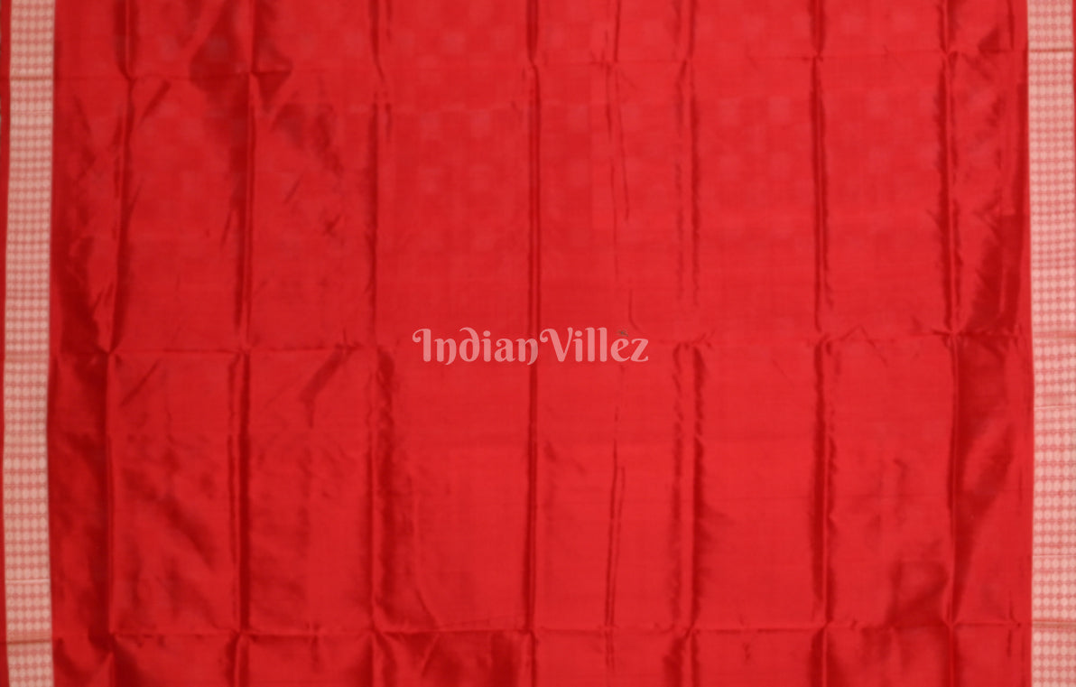 Red White Pasapali Scot Odisha Ikat Sambalpuri Silk Saree