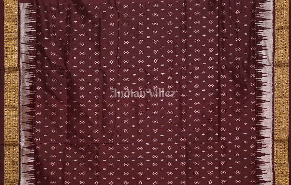Red Coffee Omm & Swastik Motif Half Tissue Sambalpuri Silk Saree