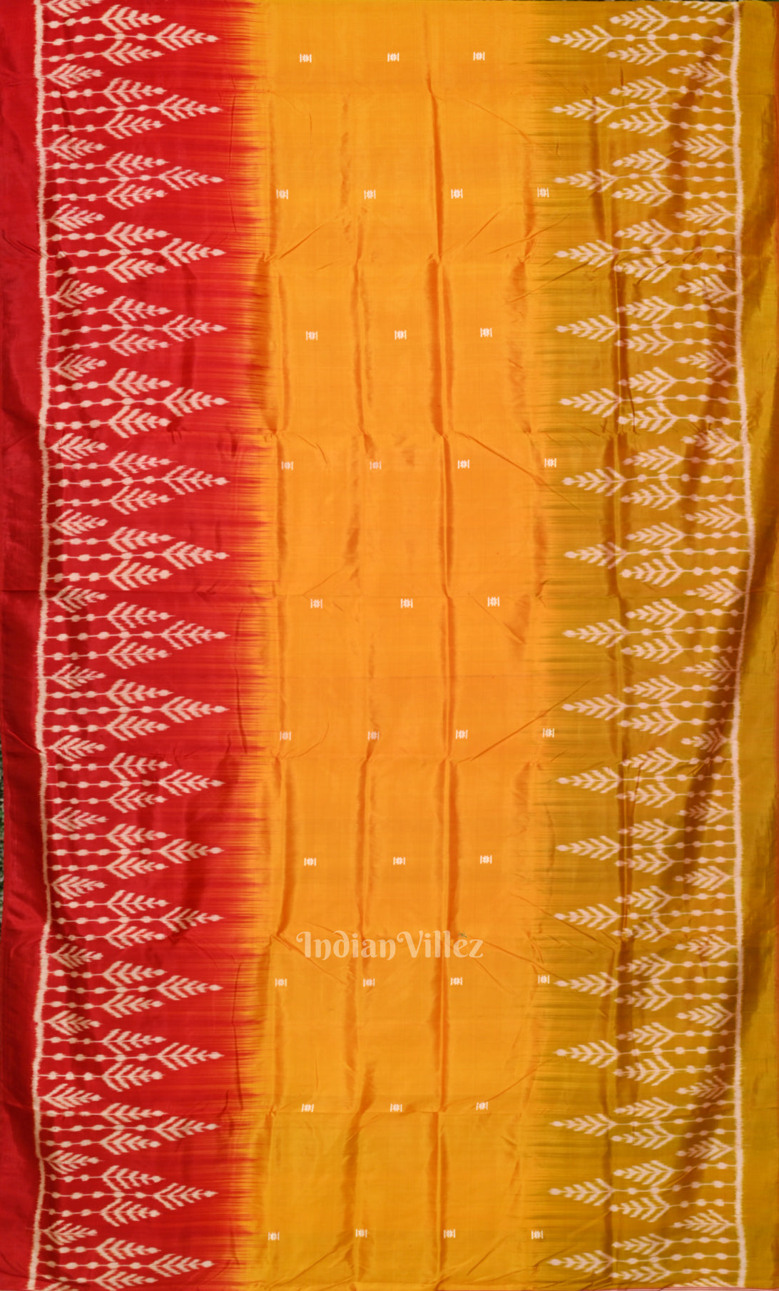 Mustard  Yellow Red Odisha Ikat Contemporary Designer Saree