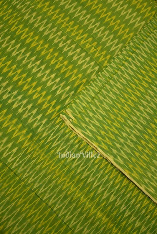 Parrot Green Handwoven Pochampally Ikat Cotton Fabric