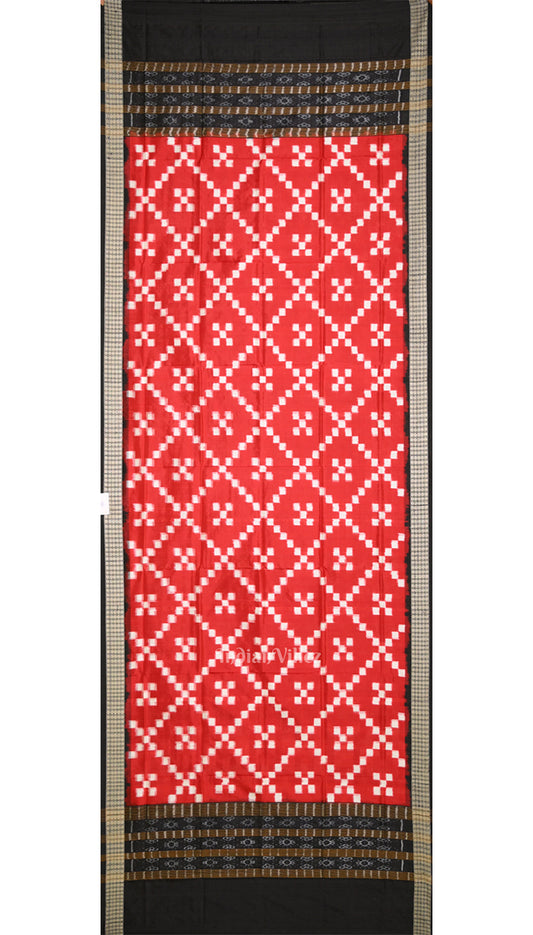 Red White Pasapali  Pure Sambalpuri Silk Dupatta