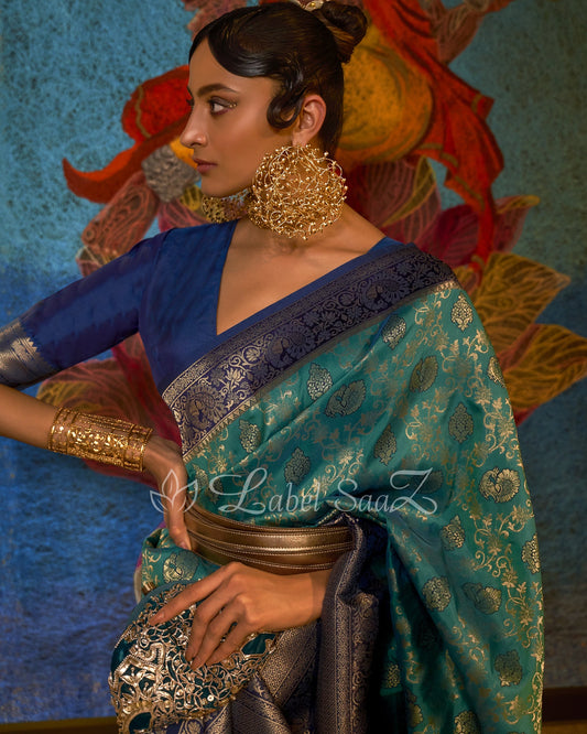 Sky Blue Pure Chaap Handloom Weaving Silk Saree
