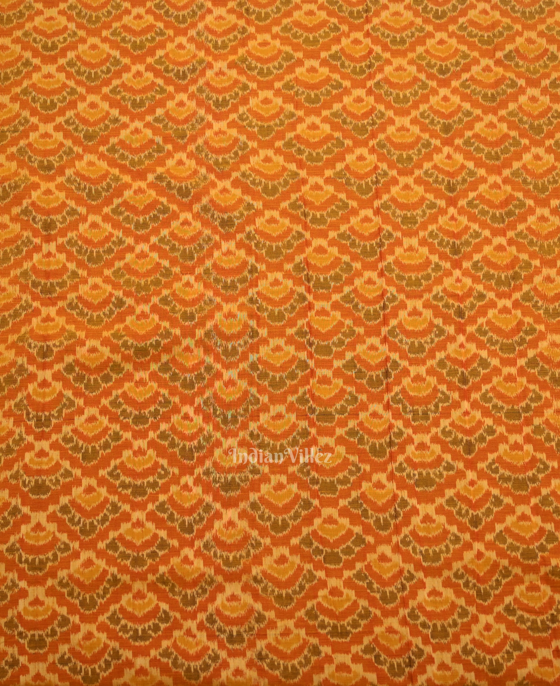 Orange Black Odisha Ikat Sambalpuri Dress Set & Dupatta 